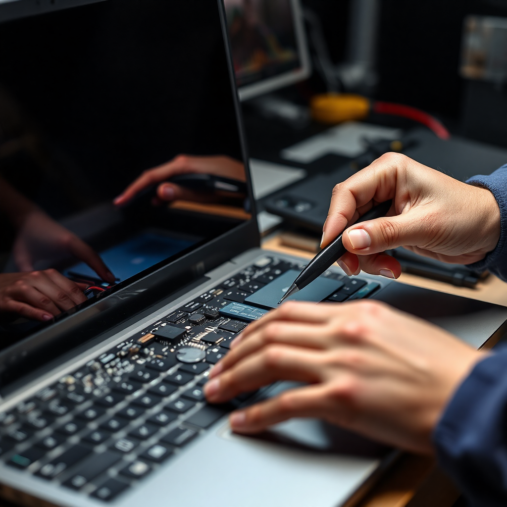 Laptop being repaired